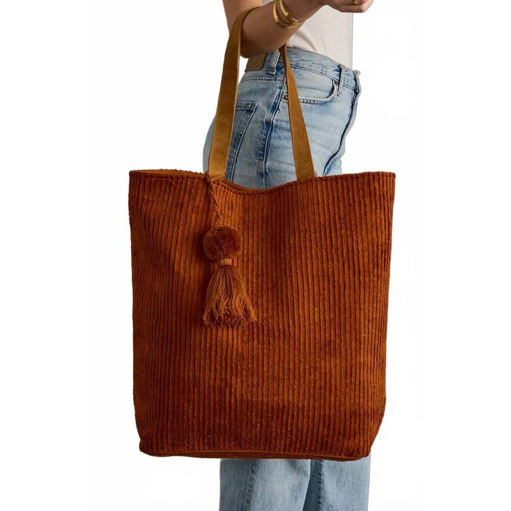 NEW PANACHE women's corduroy tote bag in rust